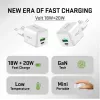 USB C/A mains charger YENKEE YAC G38 20W 3A Power Delivery (USB‑C and USB‑A)