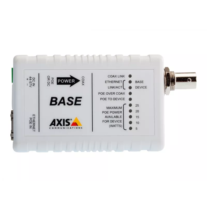 AXIS T8640 Ethernet Over Coax Adaptor PoE+ - Media Converter - Ethernet, Fast Ethernet - 10Base-T, 100Base-TX - RJ-45 / BNC (pack of 2) - for AXIS P1346, P1346-E, P5534, P5534-