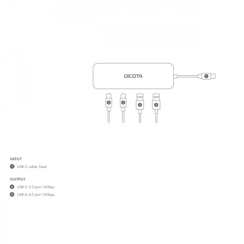 USB Type-C Hub DICOTA D32061 10000 Mbit/s Silver