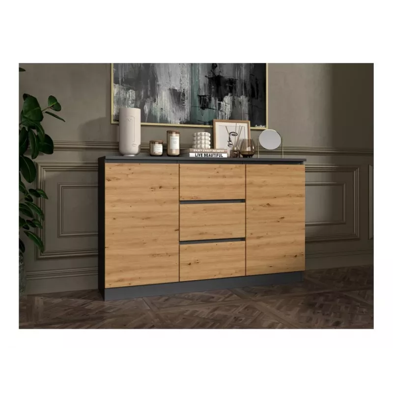 2D3S chest of drawers 120x30x75 cm, anthracite/artisan
