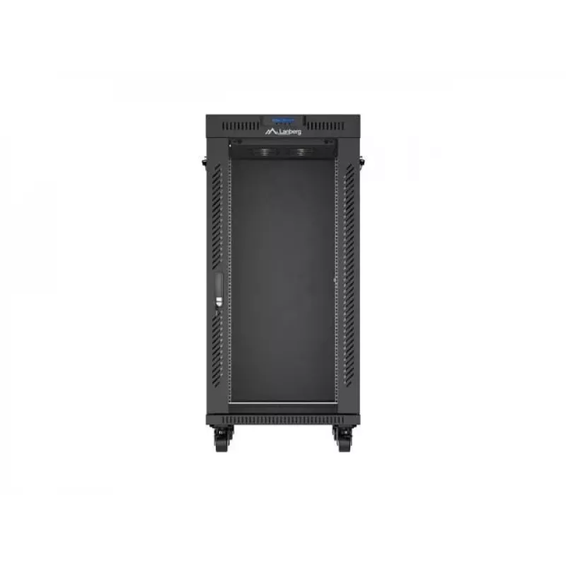 Network Rack Cabinet LANBERG 19 inch 24U 600x800 mm black with glass door and LCD cutout (Flat Pack) v2