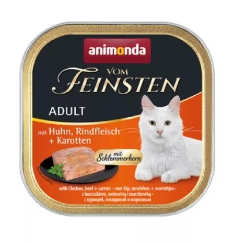 ANIMONDA Vom Feinsten Adult Chicken, beef and carrots - wet cat food - 100g