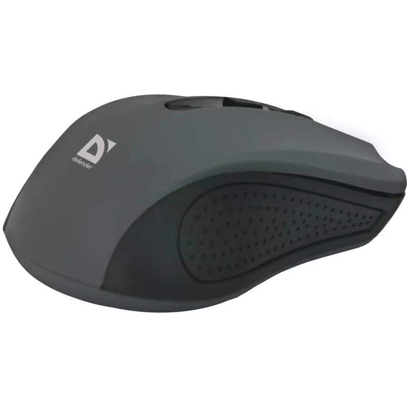 Wireless Optical Mouse DEFENDER MM-935 RF, ambidextrous, 1600 DPI, grey, USB receiver, AAA batteries