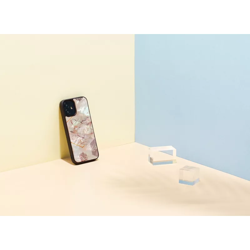 Protective case iKins for Apple iPhone 12 mini — pink marble pattern, slim fit