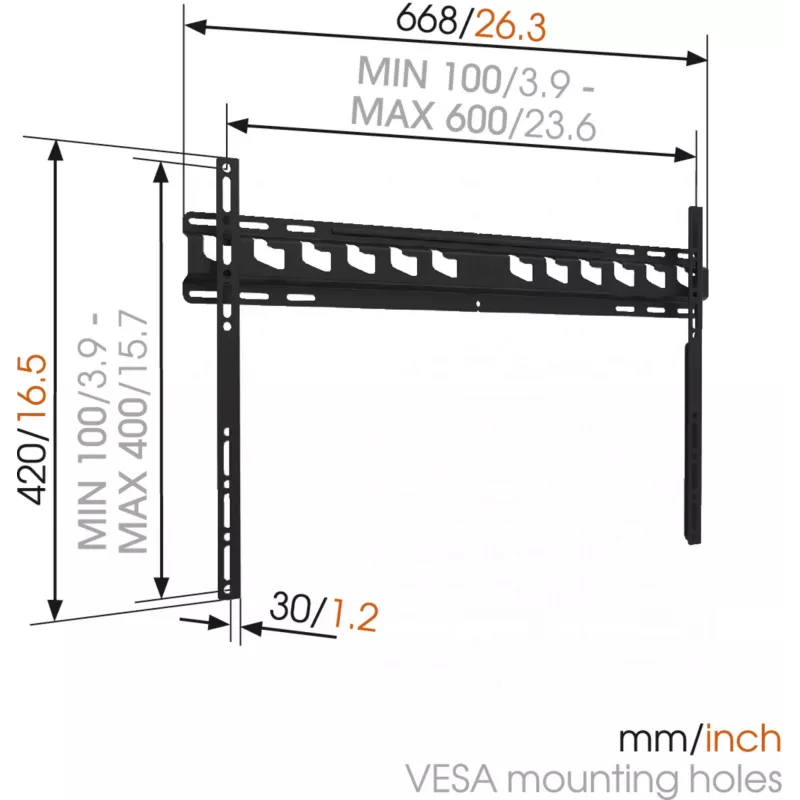 Vogels | Wall mount | MA4000-A1 | Fixed | 40-80 | Maximum weight (capacity) 80 kg | Black
