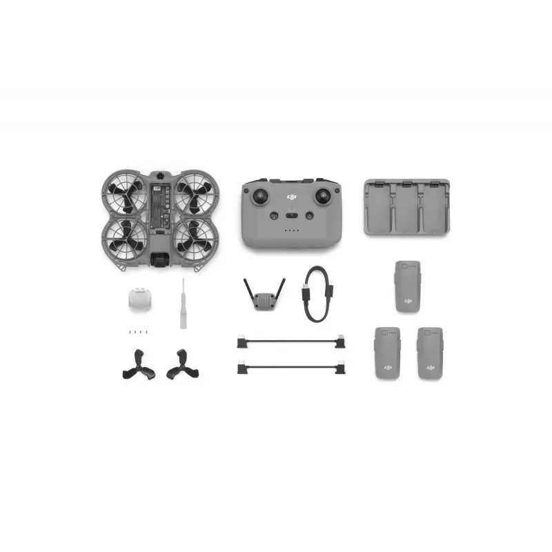 Quadcopter drone DJI Neo 2 Fly More Combo — 4 rotors, 12 MP camera, 2688×1512 video, 1606 mAh battery, 49 GB internal memory, Black/Grey
