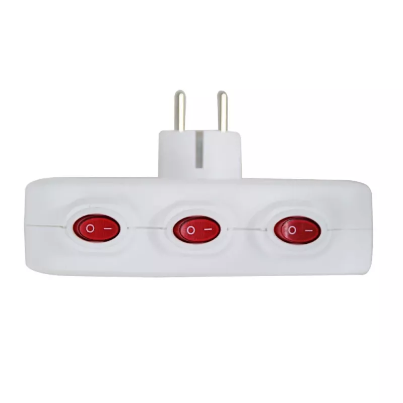 Power splitter ESPERANZA ELK307W — 3-socket switched indoor adapter, Type E plug, 220–240V, 16A, 3680W, white