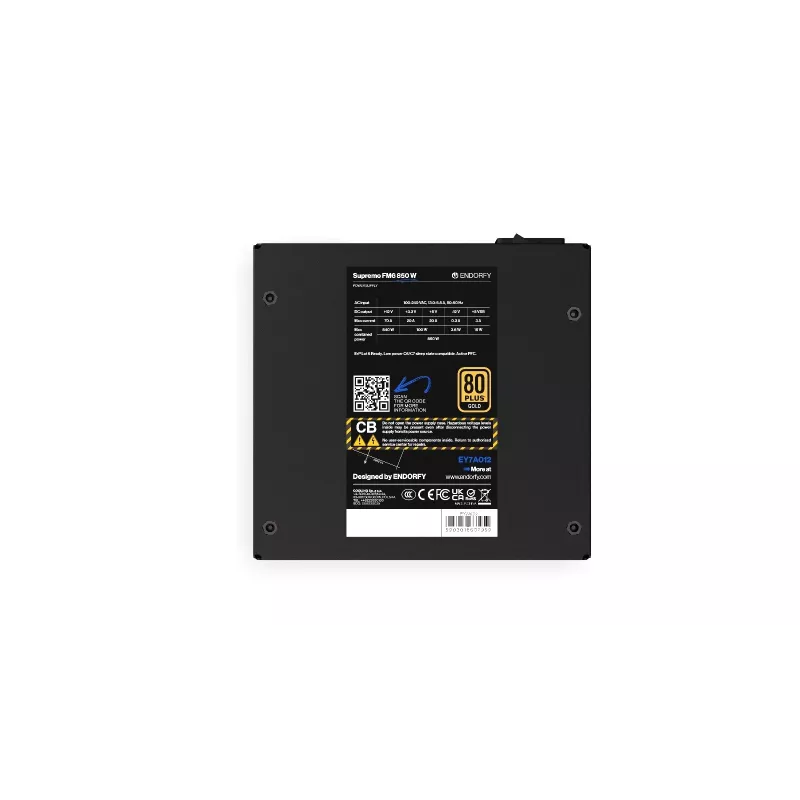 Power supply unit ENDORFY Supremo FM6 850 W, 24-pin ATX, fully modular, 80 PLUS Gold, 120 mm fan, black