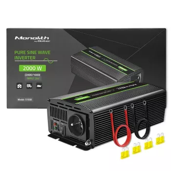 Car inverter Qoltec Monolith 2000 W Black 24 V
