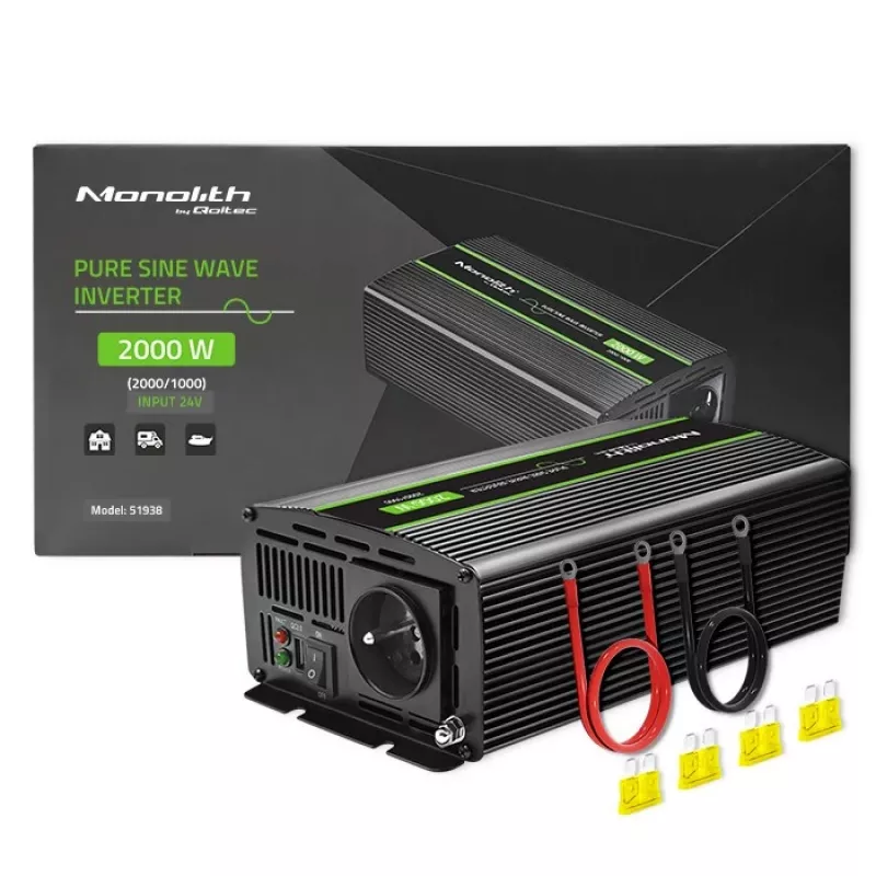 Car inverter Qoltec Monolith 2000 W Black 24 V