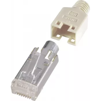 renkforce RJ45-Connector, Shielded CAT5e Plug, straight Pole: 8P8C H9540.1-10 Beige H9540.1-10 10 pc(s) (H9540.1-10)