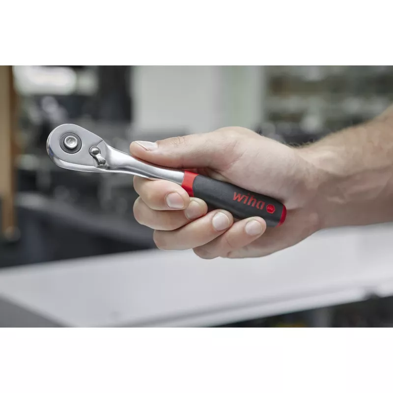Wiha Reversible Ratchet 3/8 Push Button and Ball Lock black/Red (45625)