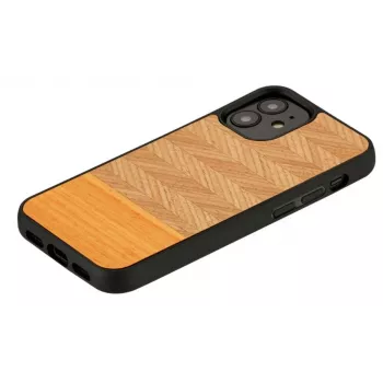 Phone case Man and Wood for iPhone 12 mini, herringbone arancia black