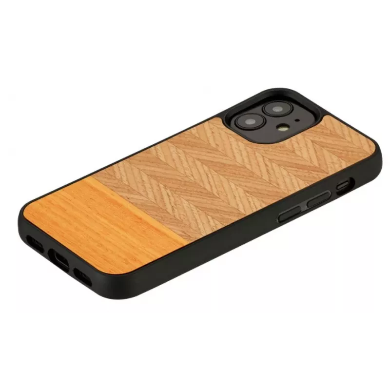 Phone case Man and Wood for iPhone 12 mini, herringbone arancia black