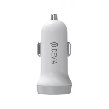Car Charger Devia Smart Series Lightning 5V 3.1A Dual USB White
