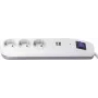Power strip REV ICE 3-way with USB ports and switch, 1.4 m cable, white