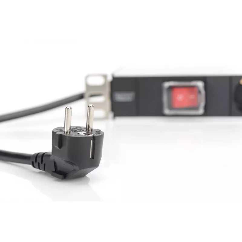 DIGITUS DN-95402 7-Way Aluminum PDU Power Strip with Switch, 2m Cable, 19 inch 1U Rackmount, 16A/4000W