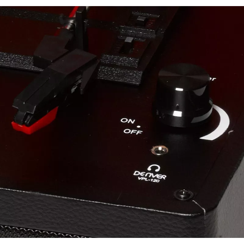 Denver VPL-120BLACK belt-drive USB turntable with built-in speakers