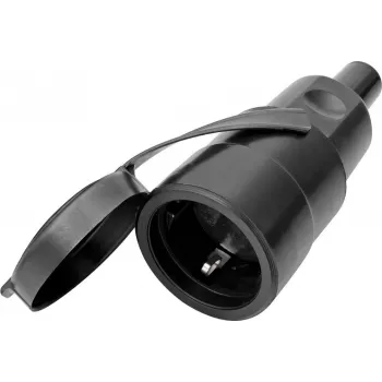 Power coupler Bachmann Vollgummikupplung CEE7/3 with removable cover, VDE certified, IP44, black