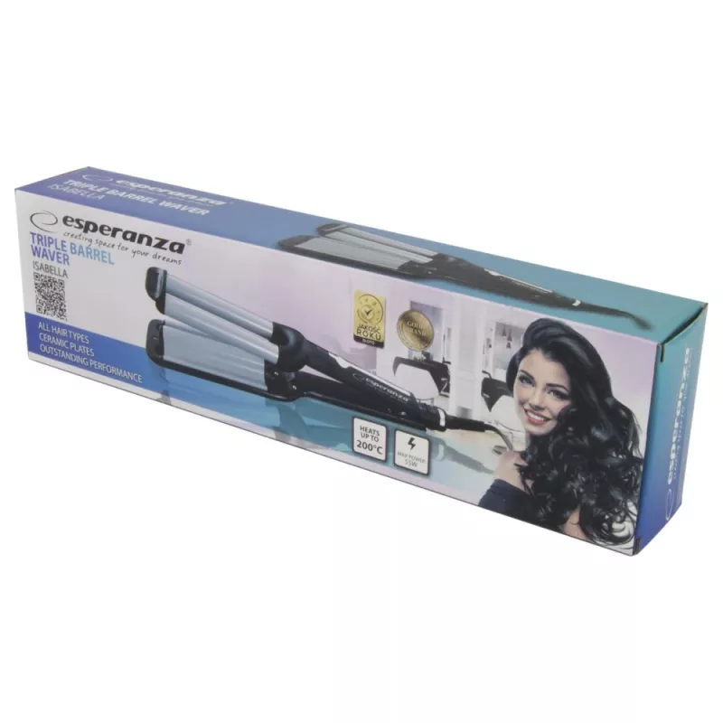 Curling iron Esperanza EBL013 — 55 W, ceramic plates, max 200°C, 1.8 m swivel cord