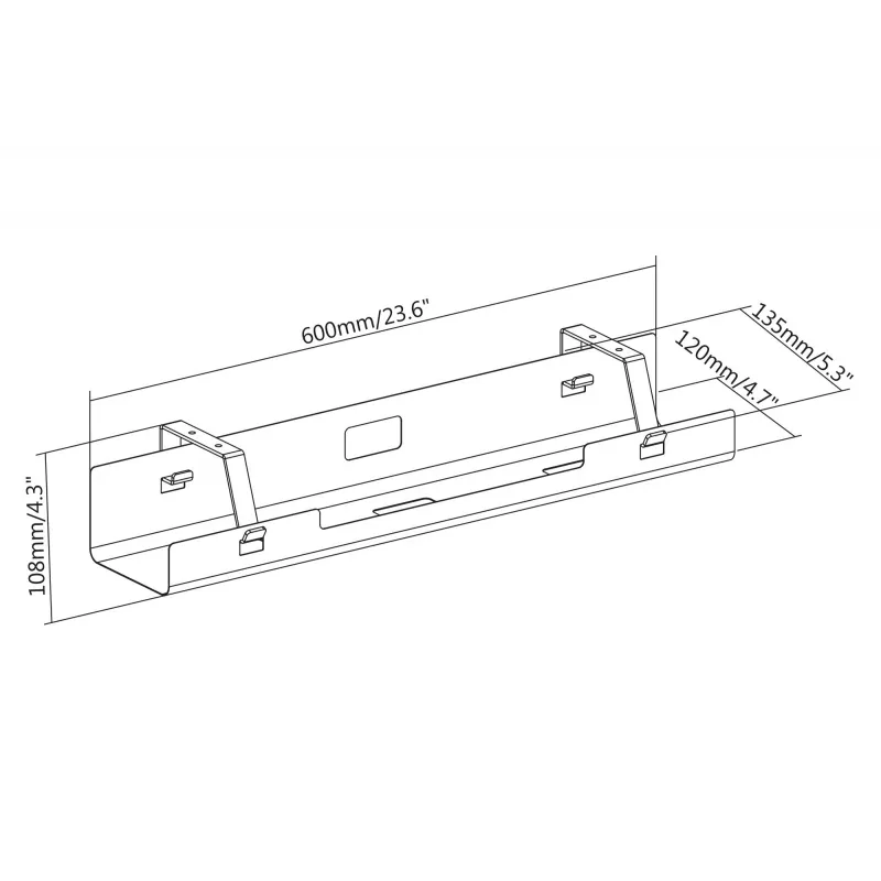 Digitus DA-90450 Cable Management Tub 600x135x108mm Black Steel 1