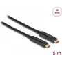 USB-C cable DELOCK 84090 — 5 m, USB-C to USB-C, up to 21600 Mbit/s, gold-plated contacts, black