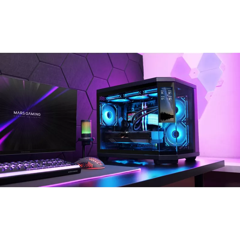 Mars Gaming MC3TCORELCDM computer case Mini Tower Black