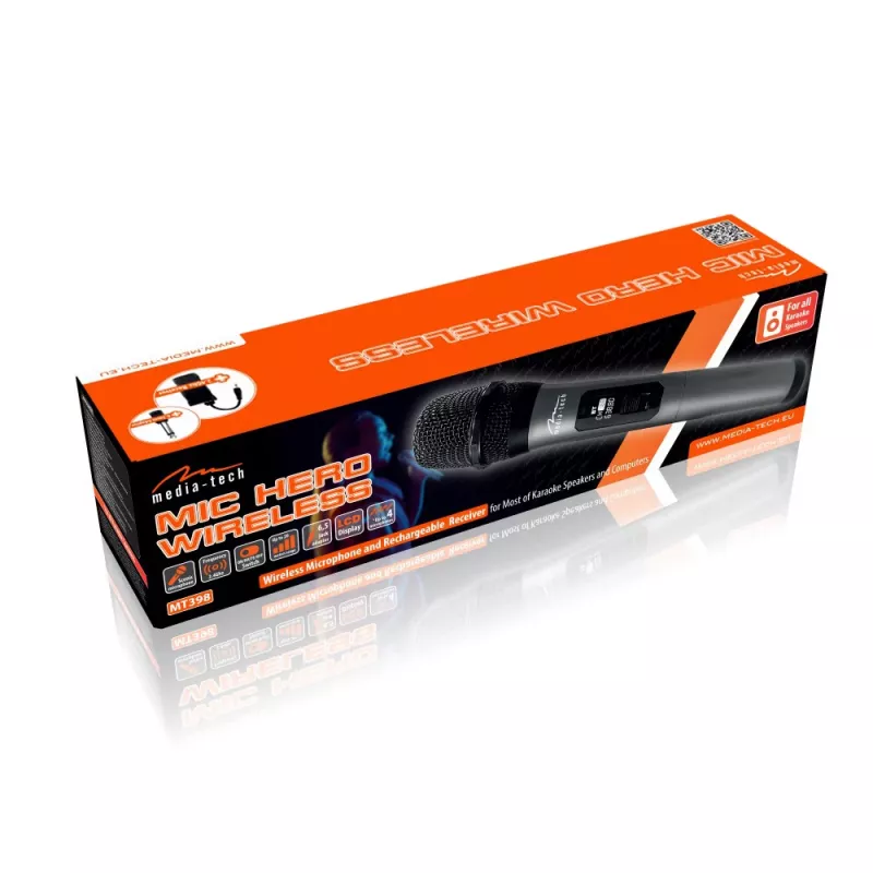 Karaoke microphone MEDIA-TECH MT398 Wireless, USB-C, battery, 20 m range, black