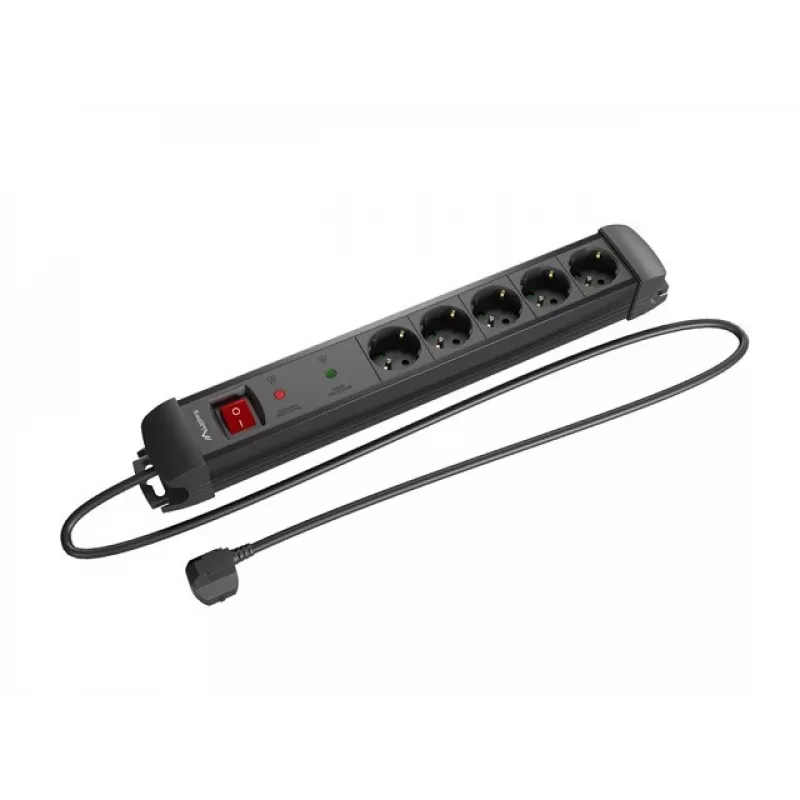 Power extension Lanberg SP1-05F-0150-BK 1.5m 5 AC outlets Indoor Black