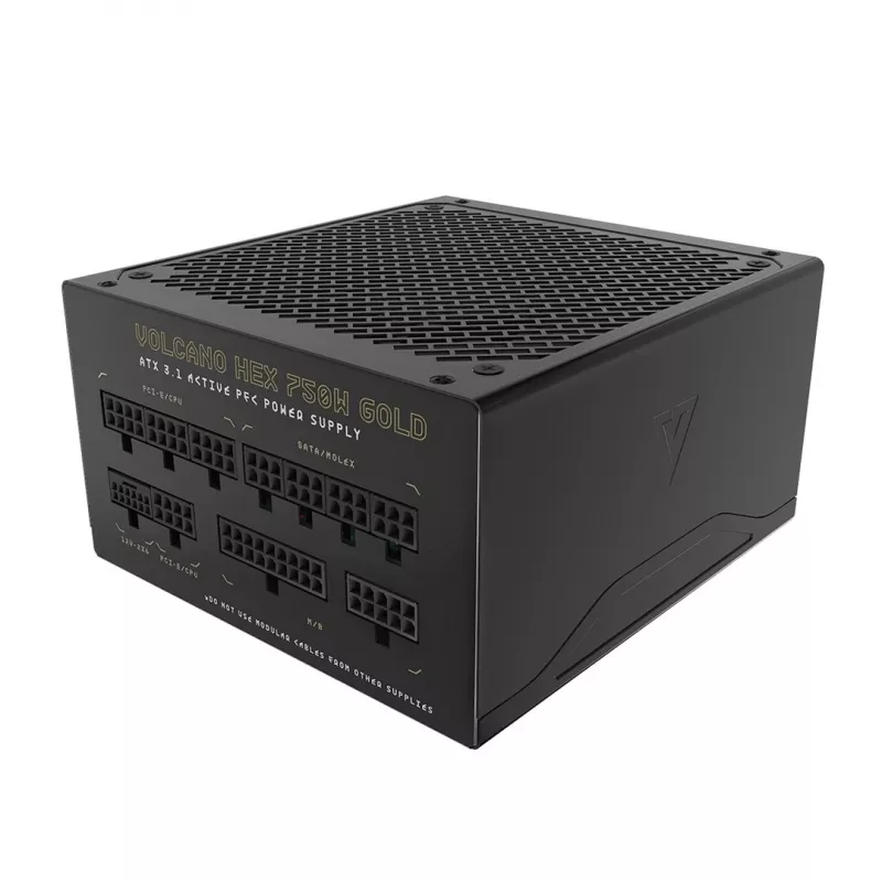 Power supply MODECOM VOLCANO HEX GOLD 750W, 80 PLUS Gold, ATX 3.1, modular, 14 cm fan
