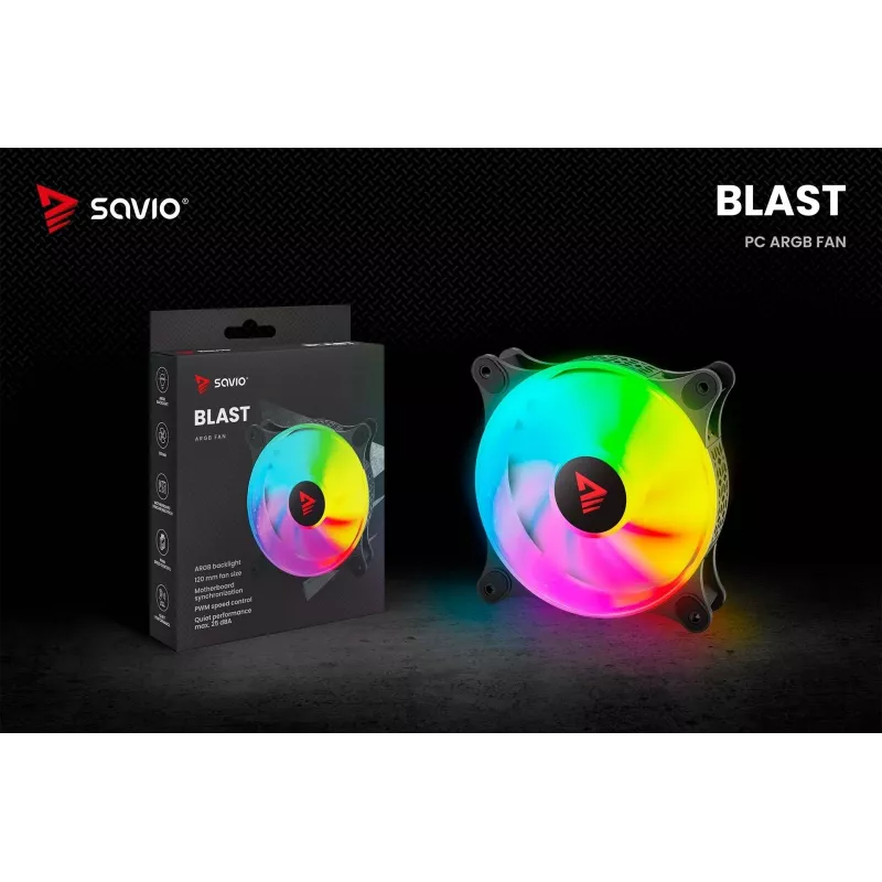 SAVIO Blast 120mm ARGB PWM Case Fan - Black