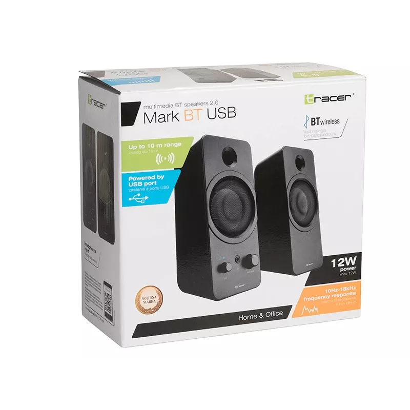 Desktop 2.0 TRACER Mark Loudspeaker 12 W, USB power, Bluetooth, 2‑way, 2 drivers, black