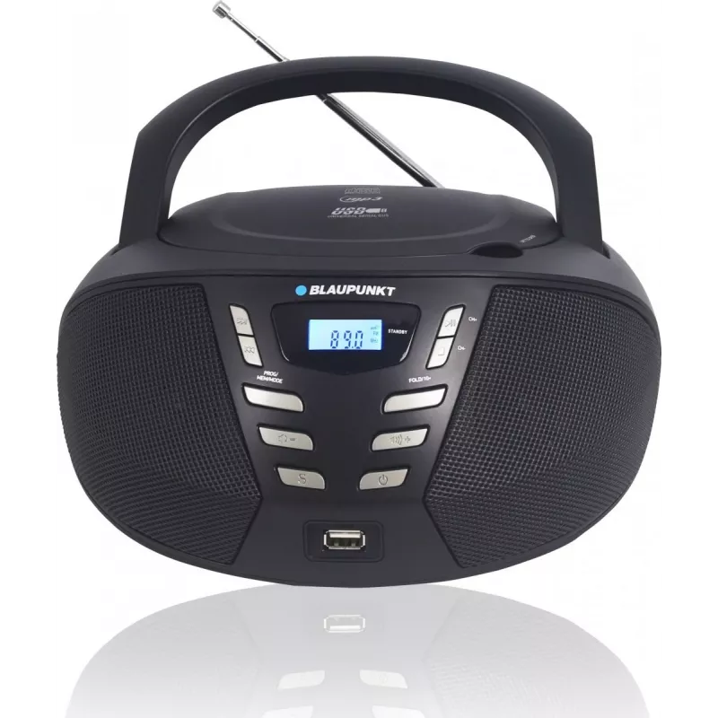 Portable CD player Blaupunkt BB7BK — MP3, FM radio, USB, AUX, battery-powered, 2x built-in speakers, 240×230×128 mm