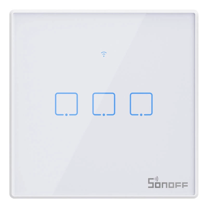 Wall-mounted smart light switch Sonoff T2 EU TX 3-channel Wi‑Fi + RF 433 control