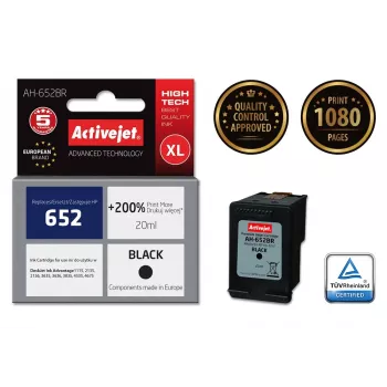 Ink cartridge ActiveJet AH-652BR compatible for HP, Black pigment ink, 20 ml, High (XL) yield