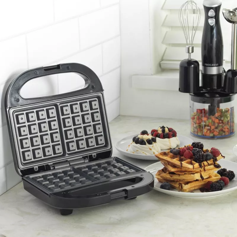 Double Waffle Maker Progress EK5852PVDE — double plates, non-stick coating, adjustable temperature
