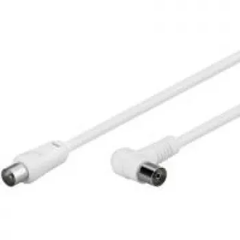 Wentronic Goobay Antenna Angled Connection Cable, 100% Shielded, White, 2.5 m - Coax Plug Koax-Socket 90° (67360)