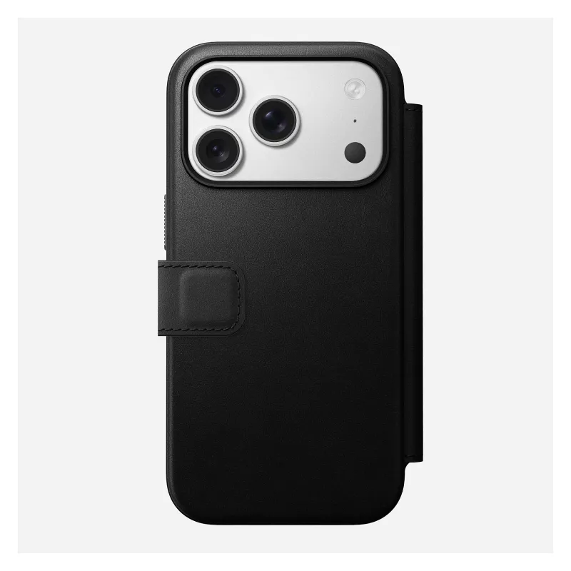 Mobile phone leather folio Nomad Modern Leather Folio Cover for iPhone 17 Pro, 16 cm (6.3 inch), black, 4 card pockets