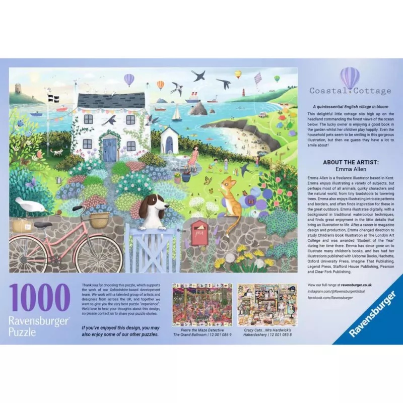 Jigsaw puzzle Ravensburger Coastal Cottage 1000 pcs, 700 mm width, 2 mm thickness