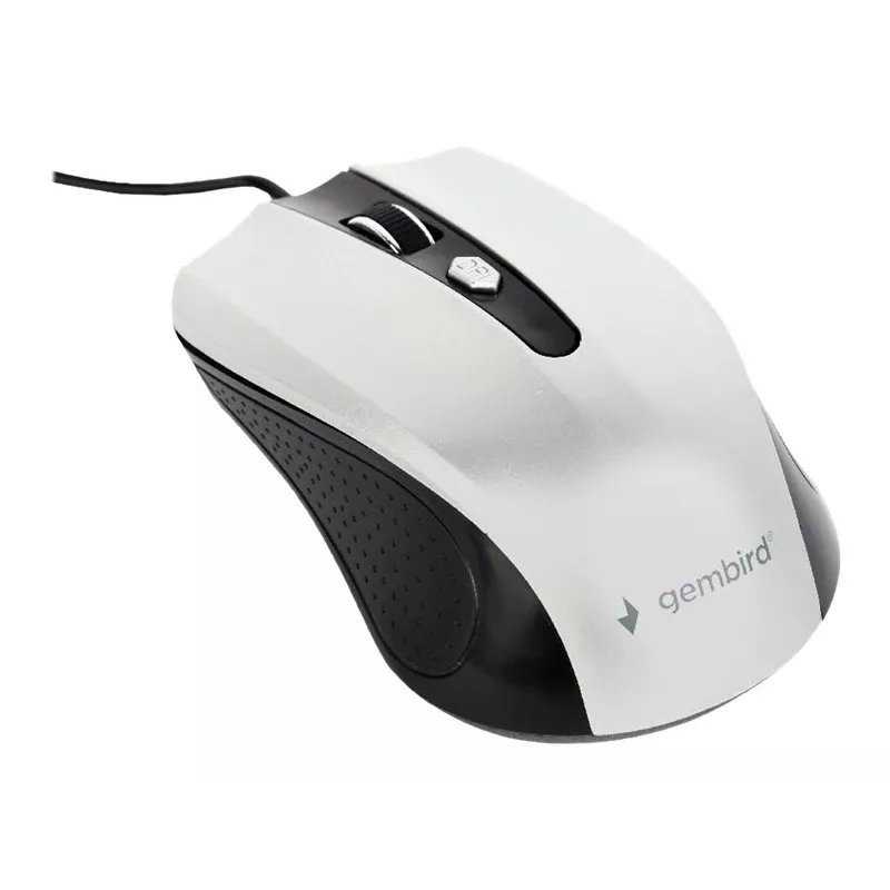 Wired ambidextrous optical mouse GEMBIRD MUS-4B-01-BS, USB Type-A, 1200 DPI, 4 buttons, black/silver