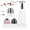 Burr salt and pepper grinder set Adler AD 4449W Steel White, ceramic quern, 150 ml, USB-C rechargeable