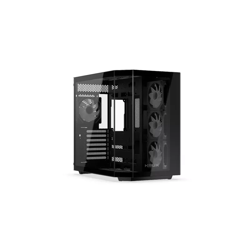 PC tower case KRUX Empero KRXD010, ATX, black — supports GPUs up to 420 mm, CPU coolers up to 155 mm, 2x 3.5 inch + 3x 2.5 inch bays
