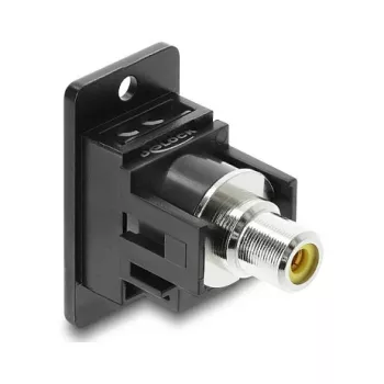Panel-mount Cinch connector DELOCK 91111 – yellow/black, panel mount audio/video connector