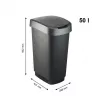 Waste bin Rotho Twist 50 L rectangular polypropylene, 50 L, 602×298×401 mm, black