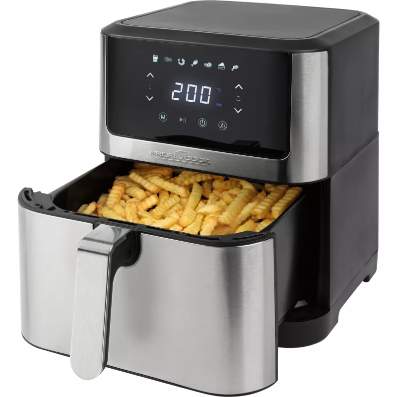 ProfiCook PC-FR 1269 H hot air fryer, 8 L, 1800 W, 80-200 °C, stainless steel/black