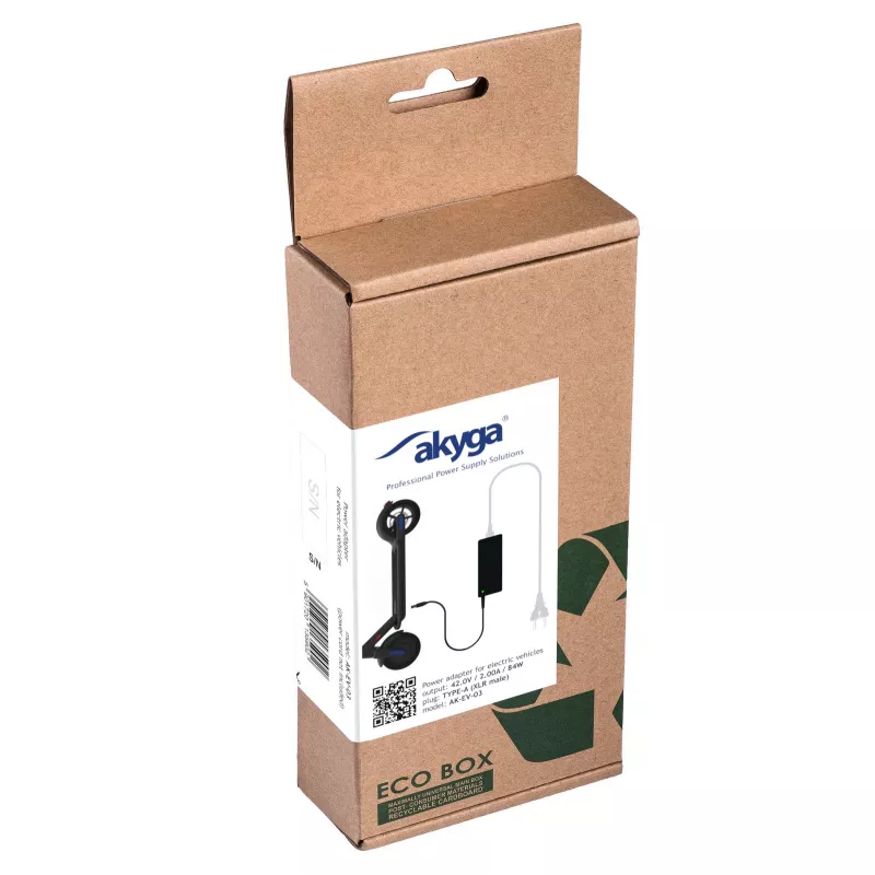 Akyga AK-EV-03 E-Bike & E-Scooter Charger for 36 V Batteries, 42 V / 2 A, 84 W, XLR 3-pin Male, 1 m
