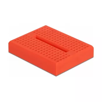 Breadboard DELOCK 18318 — plastic solderless prototype board, 36 × 46 × 10 mm, red