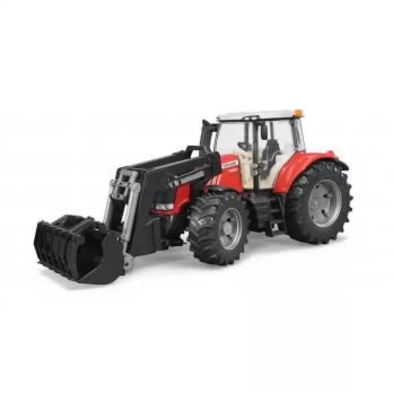 Toy tractor BRUDER Massey Ferguson 7624 with frontloader, red, for ages 3+