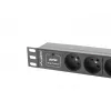Power distribution unit LANBERG PDU-03E-0200-BK — 1U, 3x Type E outlets, 220–250 V, 16 A, 2 m cable, black