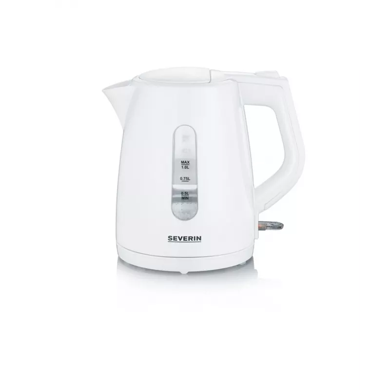 Electric kettle SEVERIN 1 L 2200 W white — cordless, 360° base, concealed heating element